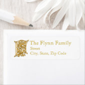 F Monogram "Irish Gold" design Adresetiketten Etiket (Insitu)