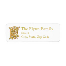 F Monogram "Irish Gold" design Adresetiketten Etiket