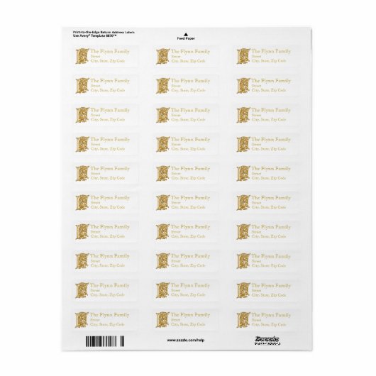 F Monogram "Irish Gold" design Adresetiketten Etiket (Full Sheet)