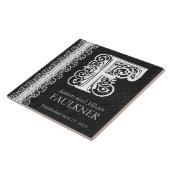 F Monogramme "Dentelle blanche sur le carreau noir (Côté)
