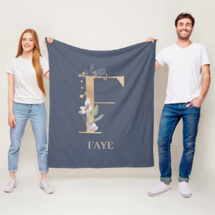 F Monogramme Floral Couverture en polaire personna