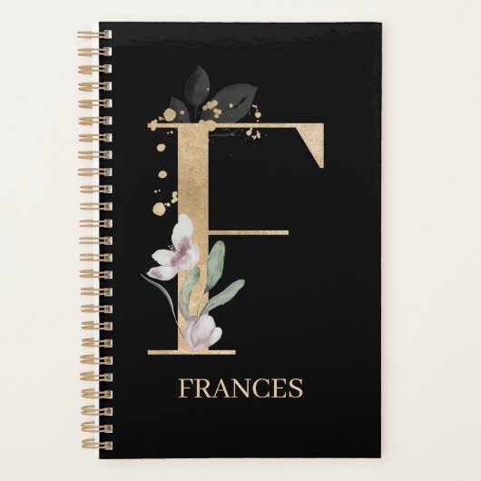 F Monogramme Floral Planificateur personnalisé (Devant)