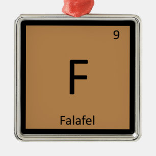 F - Periodiek tabelsymbool voor Falafel Chemistry Metalen Ornament