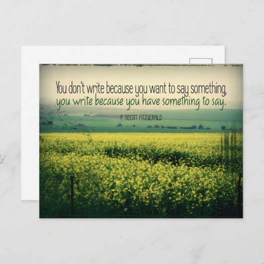 F. Scott Fitzgerald Inspirerend citaat "Schrijf" Briefkaart (Voorkant / Achterkant)