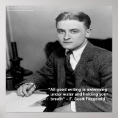 "F Scott Fitzgerald on "Good Writing" Wisdom Quote Poster (Voorkant)