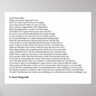 F Scott Fitzgerald Quotes Poster