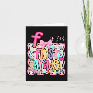 F staat voor First Grade Preppy Back to School Coq Kaart