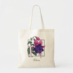 F voor de Fuchsiakleurig Zak van het Monogram van Tote Bag