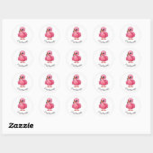 F voor flamingo ronde sticker (Vel)