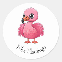 F voor flamingo ronde sticker
