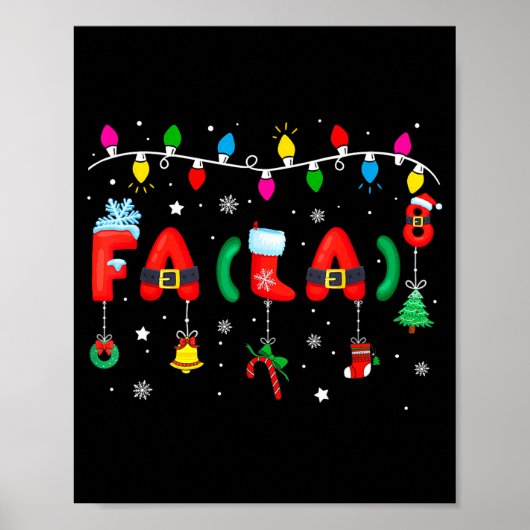 Fa (la) 8 Funny Christmas Lights Santa Fa La Math  Poster (Voorkant)