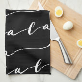 FA LA Black & White Calligraphy met kerstkarol Theedoek (Quarter Fold)