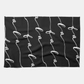 FA LA Black & White Calligraphy met kerstkarol Theedoek (Horizontaal)