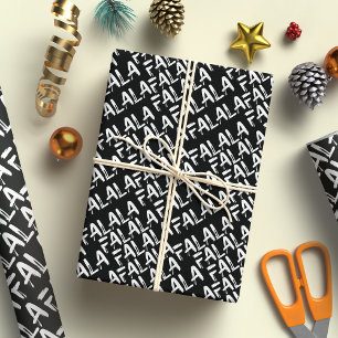 FA LA Bold Brush Letters Modern Wit & Zwart Cadeaupapier