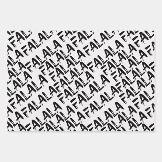 FA LA Bold Brush Letters Modern Zwart & Wit Inpakpapier Vel (Voorkant)