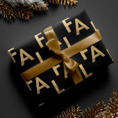 FA LA Bold Letters Modern Minimal Black & Gold Cadeaupapier