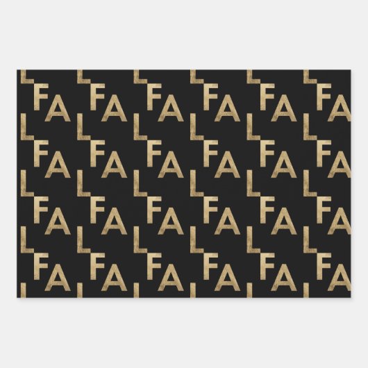 FA LA Bold Letters Modern Minimal Black & Gold Inpakpapier Vel (Voorkant 2)