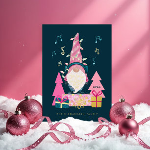Fa La Fun Bright KerstCaroling Gnome Folie Feestdagenkaart
