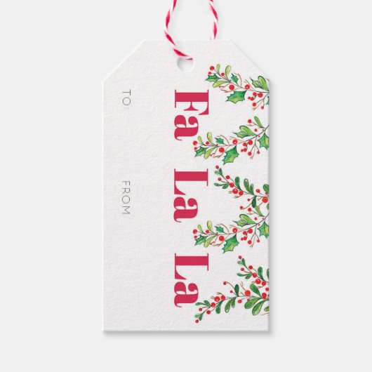 Fa La Holly Kerst cadeau Label Cadeaulabel (Voorkant)