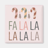 Fa La Kerstmis Retro Boho Boom Candycane Magneet (Voorkant)