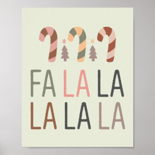 Fa La Kerstmis Retro Boho Boom Candycane Poster