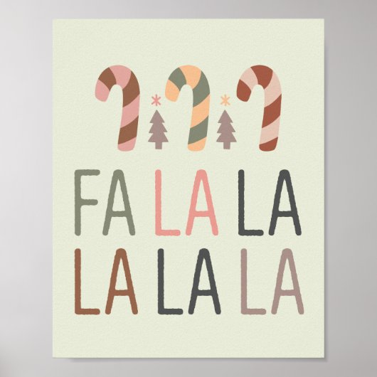 Fa La Kerstmis Retro Boho Boom Candycane Poster (Voorkant)