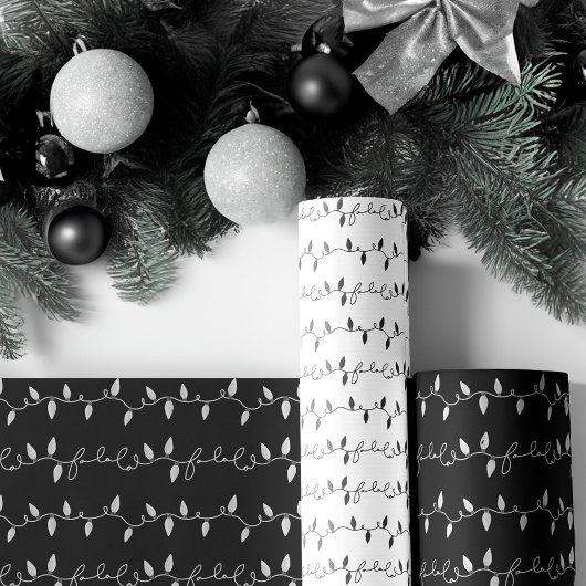 Fa La kerststring lampjes zwart wit en goud Inpakpapier Vel