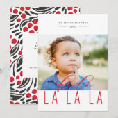 Fa La La Bold Berry Red Holiday Carte photo (Devant / Derrière)