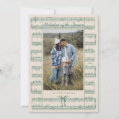 Fa La La Bow  Bladmuziek Foto Kerst Feestdagenkaart (Voorkant)