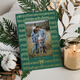 Fa La La Bow  Bladmuziek Foto Kerst Folie Feestdagenkaart