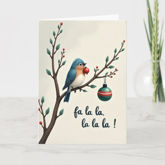 Fa La La Christmas Bird Card Kaart (Voorkant)