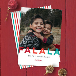 Fa La La Coloré Moderne Carte de Noël Photo