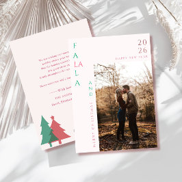 fa la la couple photo chic holiday christmas Card Feestdagenkaart