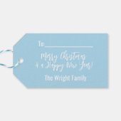 Fa la la Cute Town Kerstboom op Roze Auto Cadeaulabel (Achterkant Horizontaal)