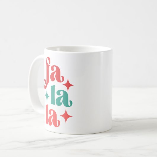 Fa La La - Feestelijke Vakantie Typografie Design Koffiemok (Voorkant links)
