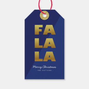 Fa La La Fun Christmas Blue & Gold Cadeaulabel