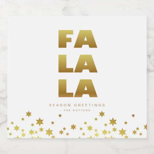 Fa La La | Fun Christmas Wit & Goud Bier Etiket (Enkel label)