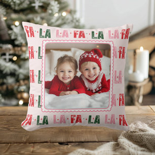 Fa La La Gepersonaliseerde Kerstfoto Kussen