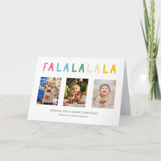 Fa La La Kerstcute Pastel 3 Foto collage Kaart (Voorkant)