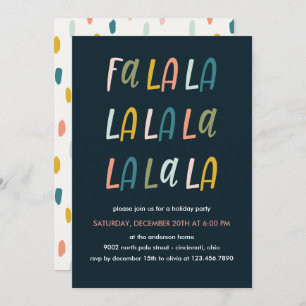 Fa la la   Kleur van pasta   Kerstfeestdag Kaart