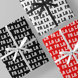 Fa La La La Black, White & Red Chic, Stylish & Fun Inpakpapier Vel