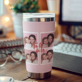 Fa La La La Blush Pink Christmas Photo Collage  Geïsoleerde Drinkbeker