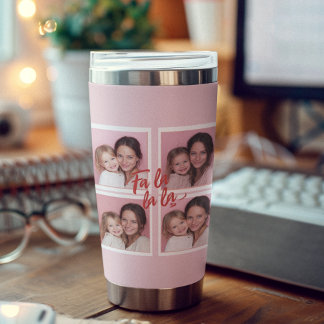 Fa La La La Blush Pink Christmas Photo Collage  Geïsoleerde Drinkbeker