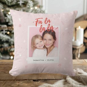 Fa La La La Blush Roze Moderne Kerst Foto  Kussen