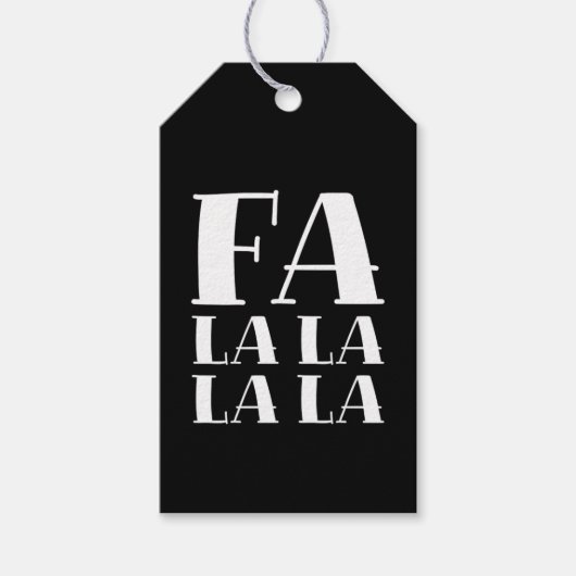 FA LA LA LA Bold Festive Black & White Christmas Cadeaulabel (Voorkant)
