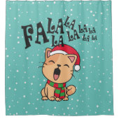 Fa La La La Christmas Chat Chantant Douche Rideau (Devant)