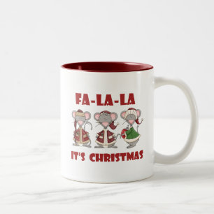 Fa La La La Kerstt T-shirts en cadeaus Tweekleurige Koffiemok