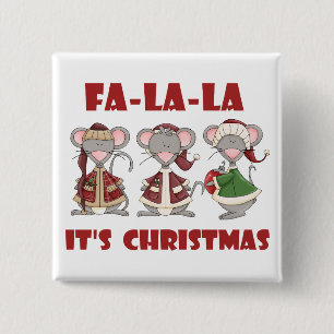 Fa La La La Kerstt T-shirts en cadeaus Vierkante Button 5,1 Cm