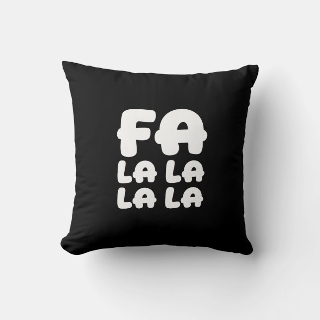Fa La La La La Coussin de Noël noir et rouge (Recto)