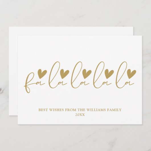 Fa la la la la la gouden kerstscript feestdagenkaart (Voorkant / Achterkant)